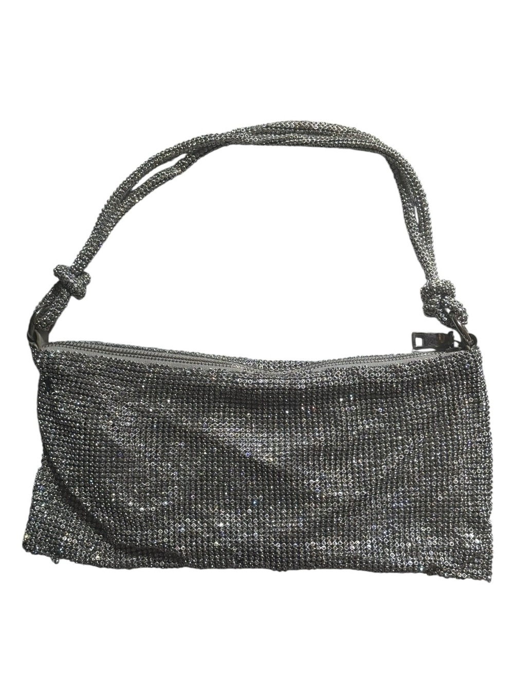 Women’s Metallic Silver Sparkly Evening Cocktail Going Out Y2K Shoulder Bag